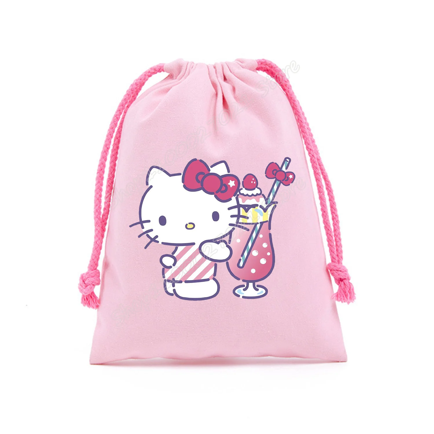 Bolsa con cordón de Hello Kitty, bolsa de regalo de dibujos animados, bolsa con cordón, bolsa de fiesta rosa de Anime para niños, bolsas de almacenamiento, nuevas bolsas de gran capacidad - imagen 4