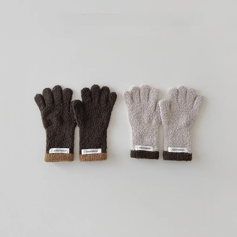 Guantes de invierno para niños y niñas, guantes informales con franjas de diferente color, diseño de 5 dedos, protección térmica contra el clima frío para niños pequeños - imagen 2