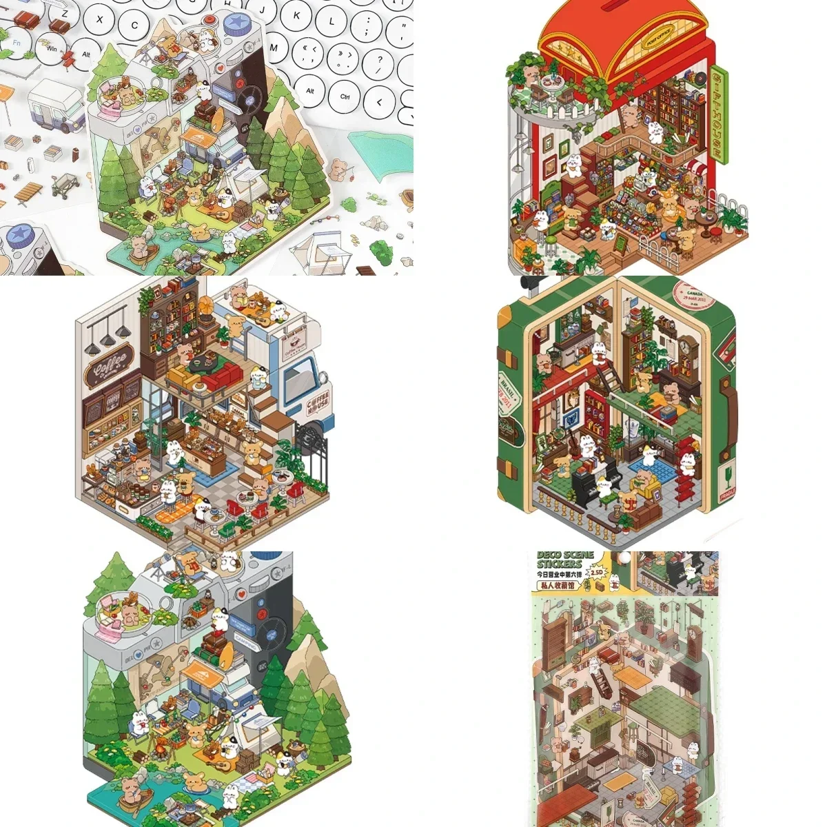 Infeelme PET 3D Pegatinas Scrapbooking – Paisaje y Dibujos Animados - imagen 2