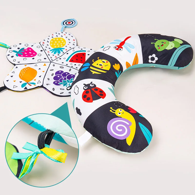 Almohada de aprendizaje en forma de U de dibujos animados para bebé, almohada de entrenamiento Visual para ejercicio, juguete calmante para educación temprana - imagen 3