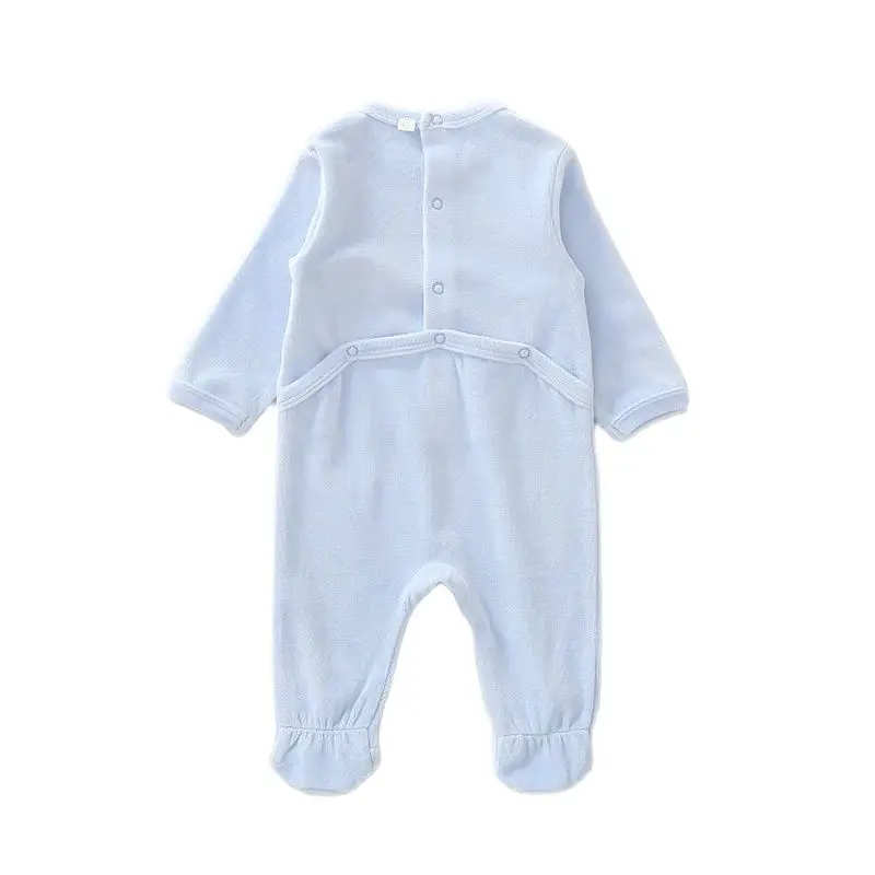 Baby romper pyjamas round neck long sleeves children clothing pocket piece patched baby overalls ribbed baby  clothes rompers - imagen 4