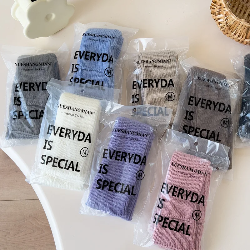 Calentador de piernas para niñas pequeñas, Color dopamina, Otoño Invierno, cubiertas gruesas y cálidas para los pies, cubiertas tejidas para piernas de Lolita, Macaron Baby Sox - imagen 4