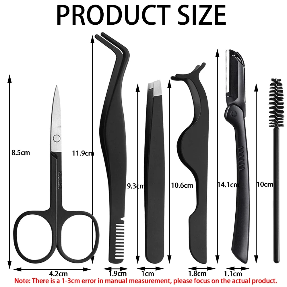 Pinzas de punta curva para extensión, 1/6 Uds., juego de pinzas para pestañas, pinzas para cejas de acero inoxidable, Clip, tijera, accesorios de maquillaje de belleza - imagen 2