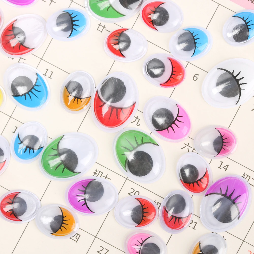 100 Uds. Ojos de animales de plástico Wiggling ojos de muñeca 3D ojos móviles ovalados para juguetes DIY muñecas de peluche accesorios de juguete hechos a mano - imagen 5