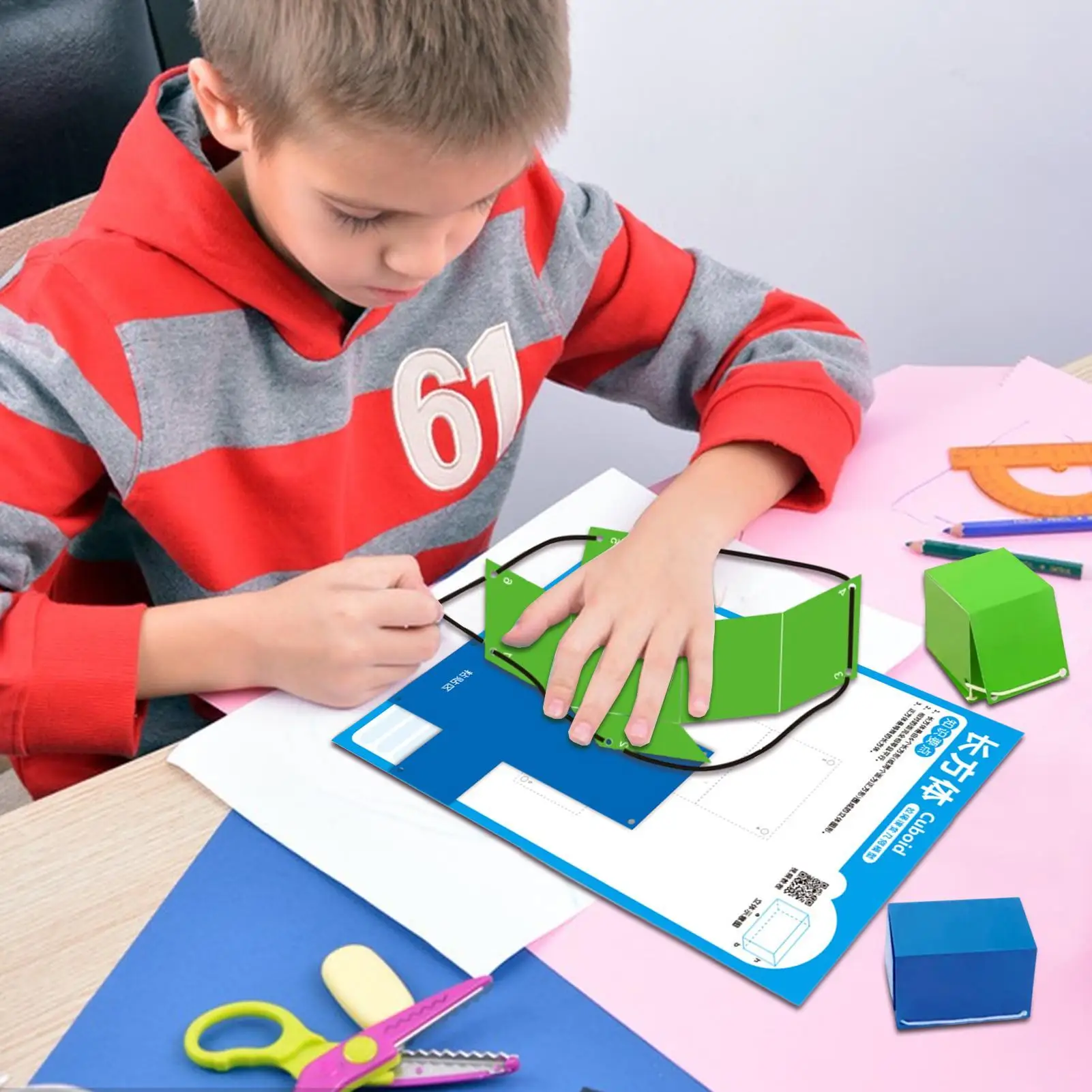 Libro geométrico con cuerda para tirar, libro de aprendizaje geométrico 3D, juguete 3D para enseñar superficies de volumen, dibujo de área para niños de 5 a 12 años - imagen 2