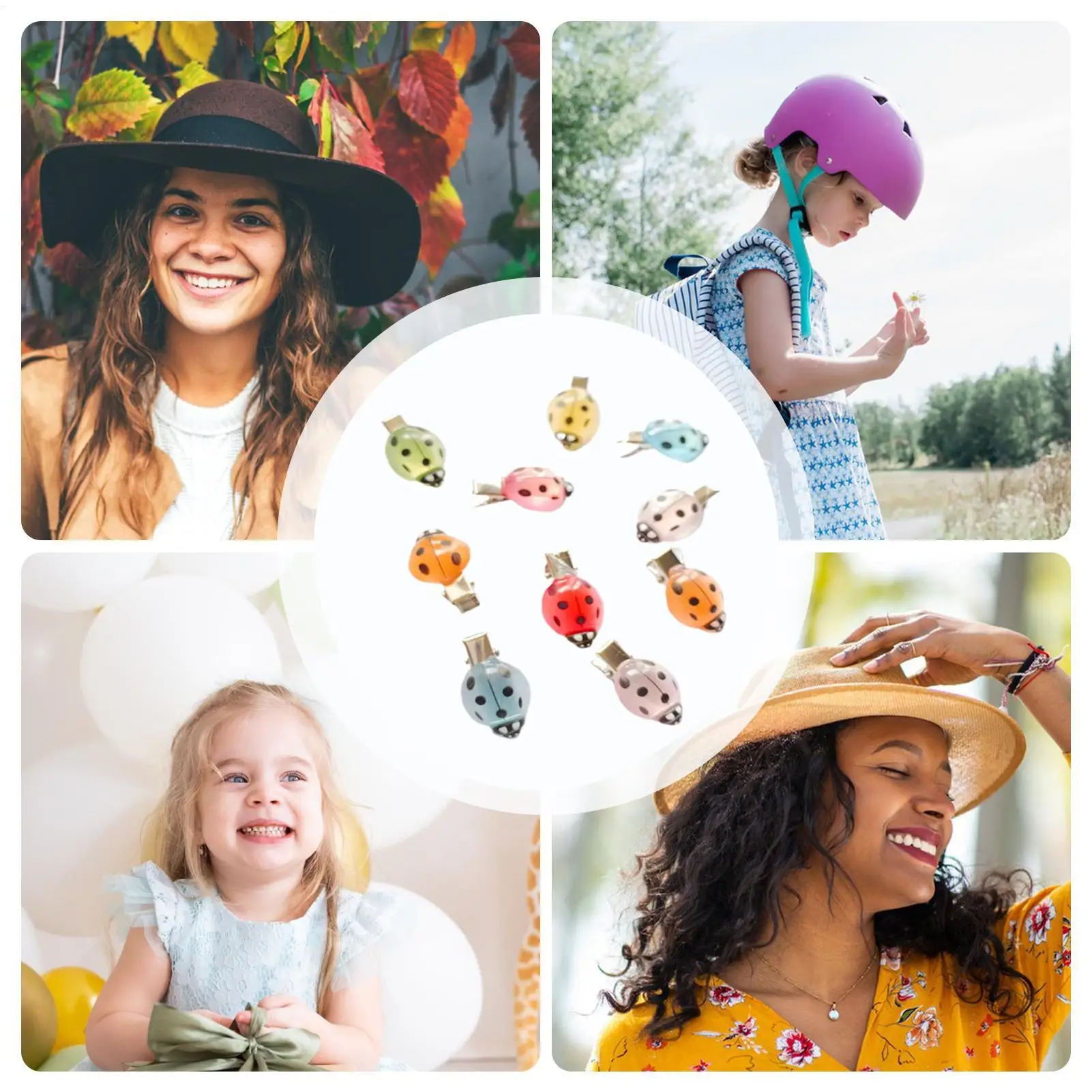 Pinzas para el cabello lindas, 10 piezas, abrazadera de mariquita divertida, pinzas para el cabello de estilo lindo luminoso para adolescentes, niños, niñas, citas, fiesta, escuela al aire libre - imagen 5