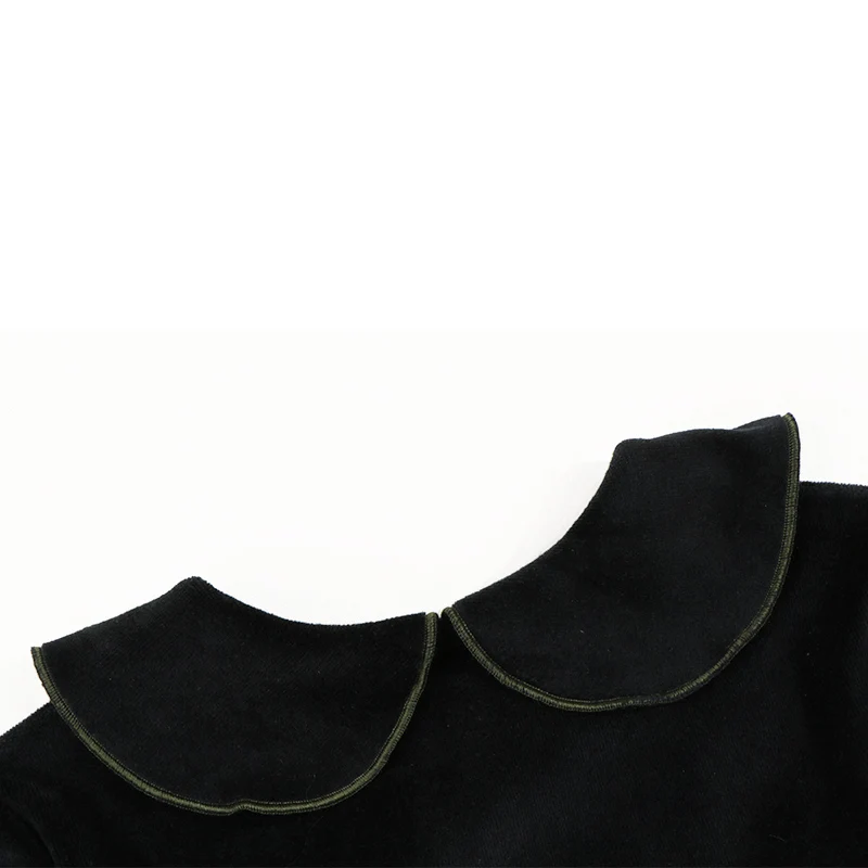 Ropa de invierno para bebés y niños, conjuntos de 2 piezas, pantalones para niños, ropa para niños, terciopelo negro con cuello verde - imagen 4