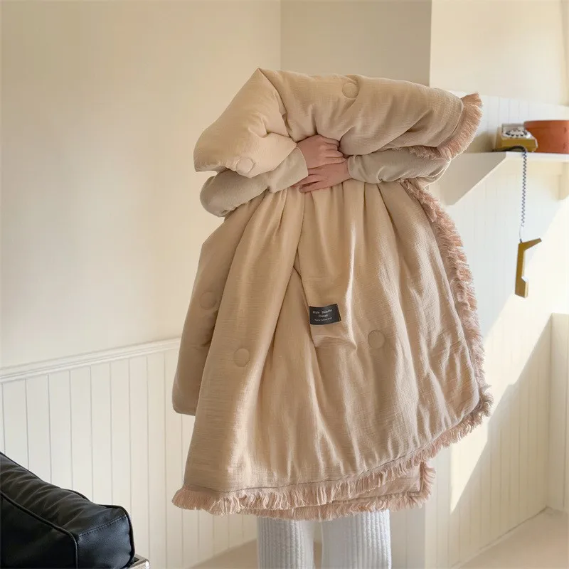 Edredón de verano de algodón de gasa de cuatro capas de fibra Clase A, relleno de fibra de soja de hilo arrugado, aire acondicionado, edredón fino lavable - imagen 5