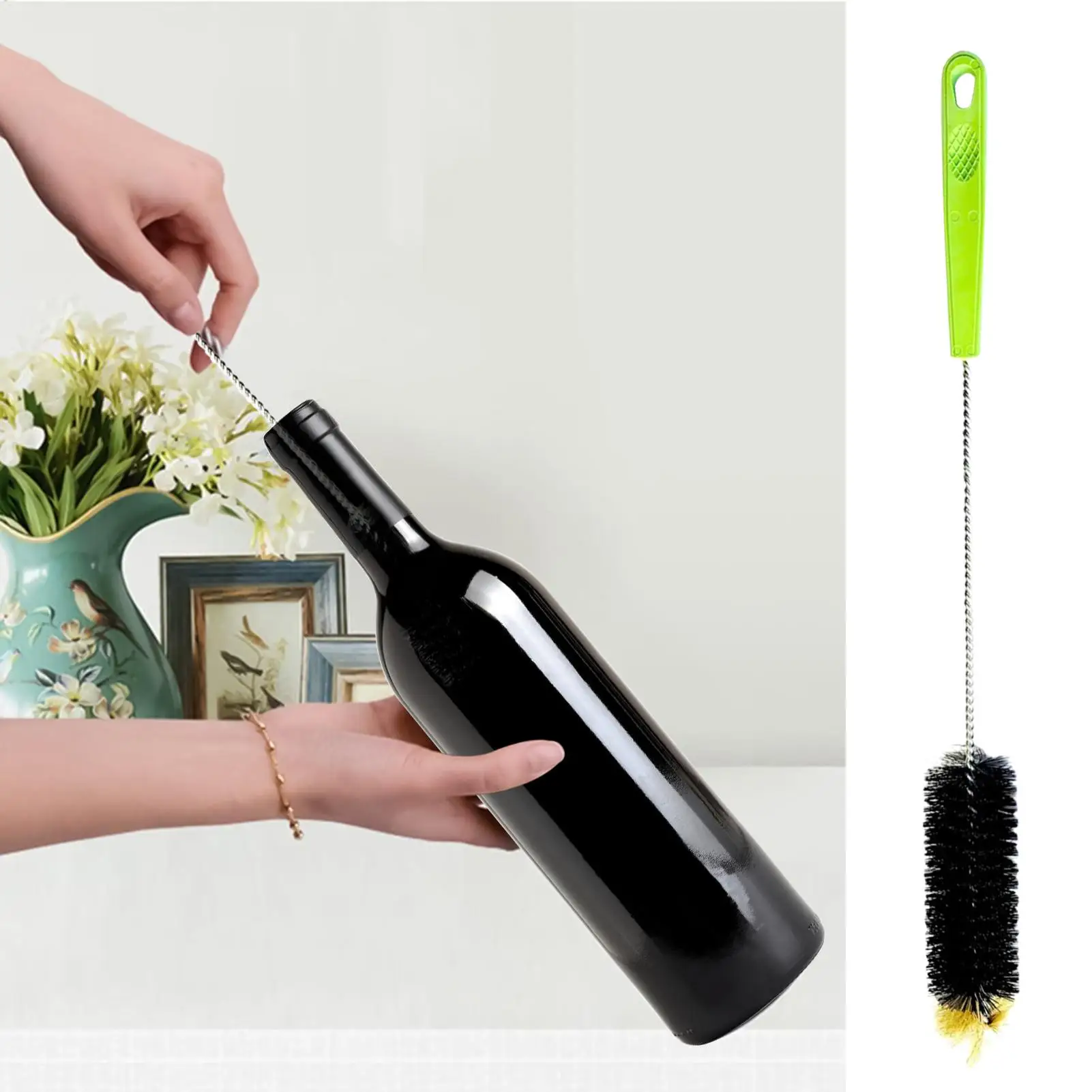 Cepillo para biberones, limpiador de tazas para cocina, cepillo para tazas resistente a los arañazos para cuello estrecho, decantador de vino y cerveza, biberones de viaje - imagen 4