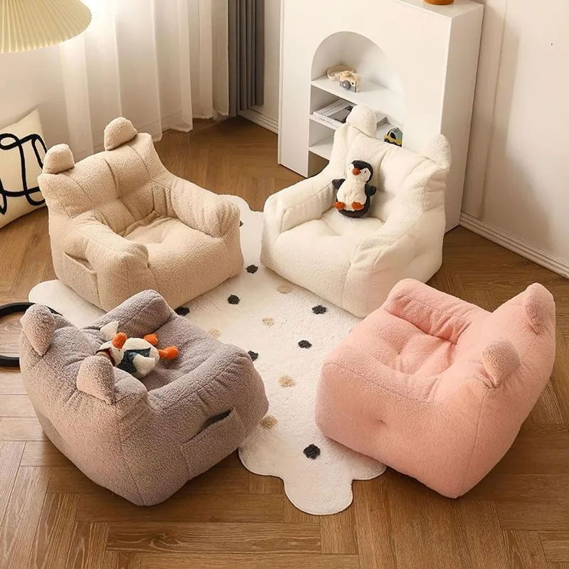 Sofá infantil sherpa con bolsillo – Asiento cómodo para niños - imagen 4