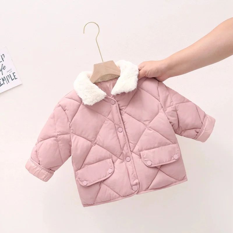 Abrigo invierno algodón cálido con cuello felpa para bebé y niño - imagen 5