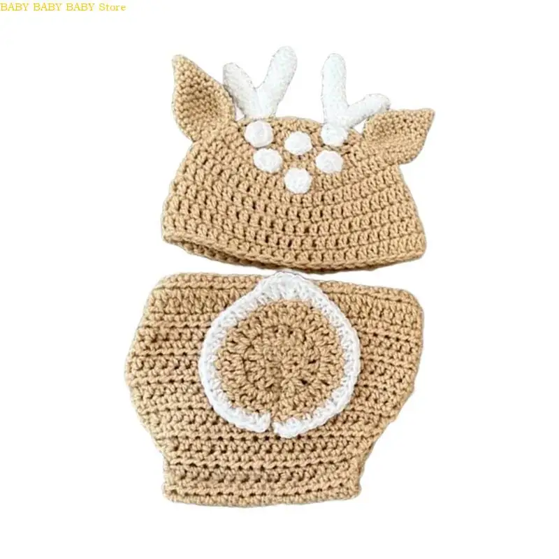 Q81A Hat tejido tejido Sesión fotográfica Fotografía fotografía ropa para niños 1-3 mes - imagen 3