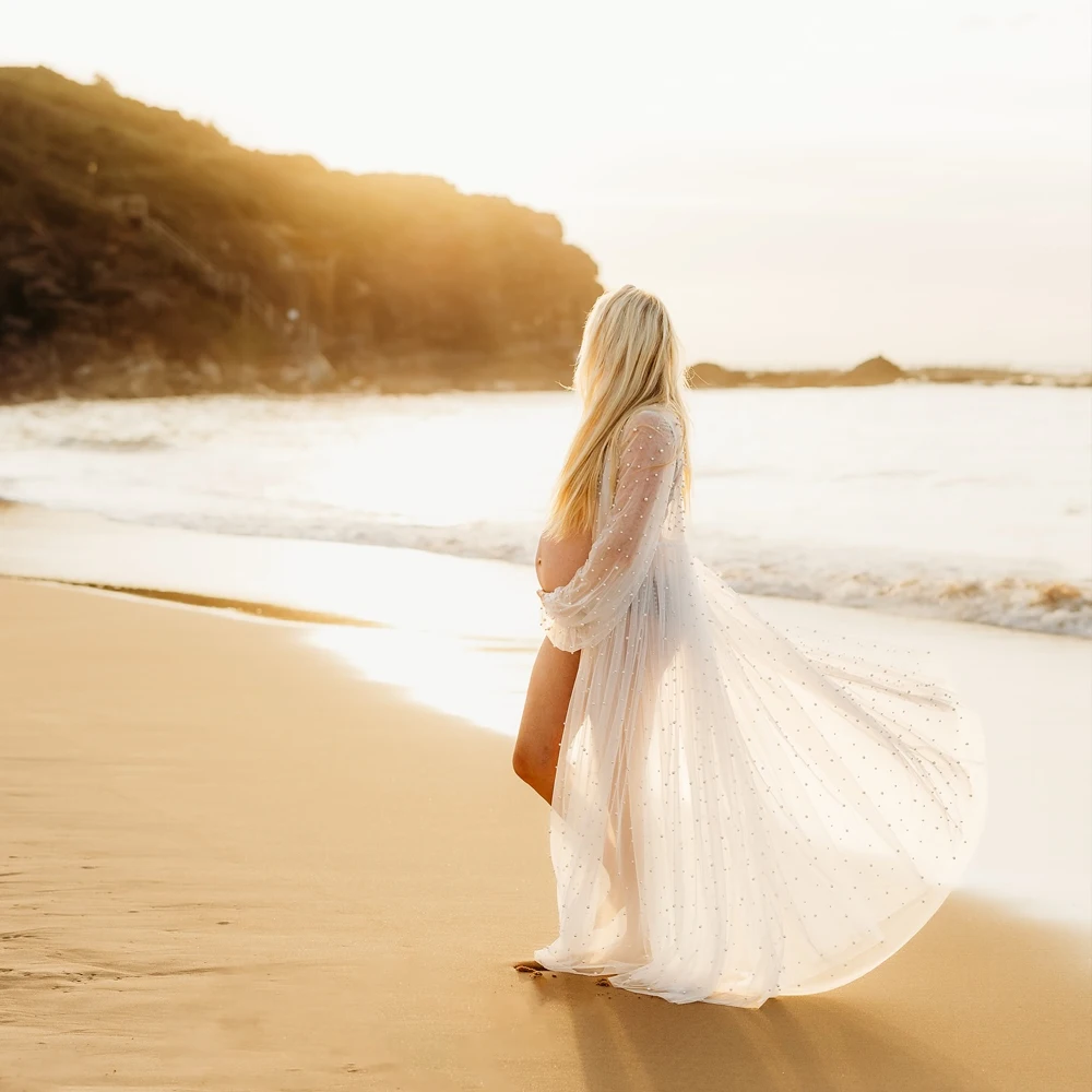 Bata de tul con perlas para bebé – Estilo bohemio romántico - imagen 2
