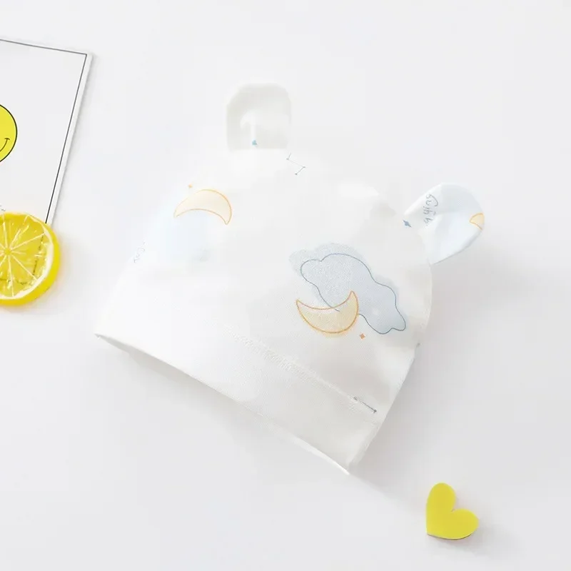 Gorros suaves para recién nacidos de 0 a 2 boca, gorros de dibujos animados a prueba de viento para proteger la cabeza y las orejas, gorro estampado de algodón para niños y niñas - imagen 5