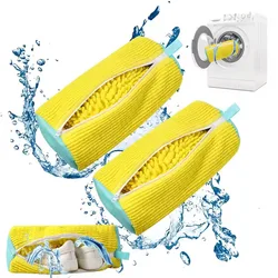 Bolsas lavado zapatos infantiles de chenilla y malla con cremallera