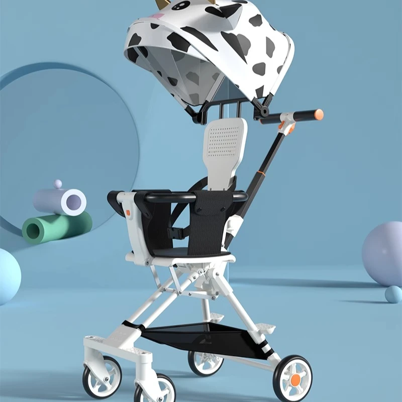 Cochecito de viaje reversible de alta visión, asiento transpirable para cochecito ligero y apto para avión + dosel de 8 niveles 360 ° Ruedas Frenos duales