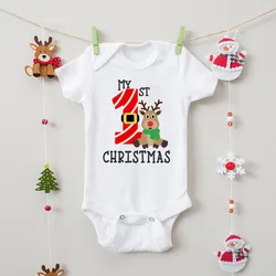 Mono navideño de algodón para bebé con primer estampado festivo