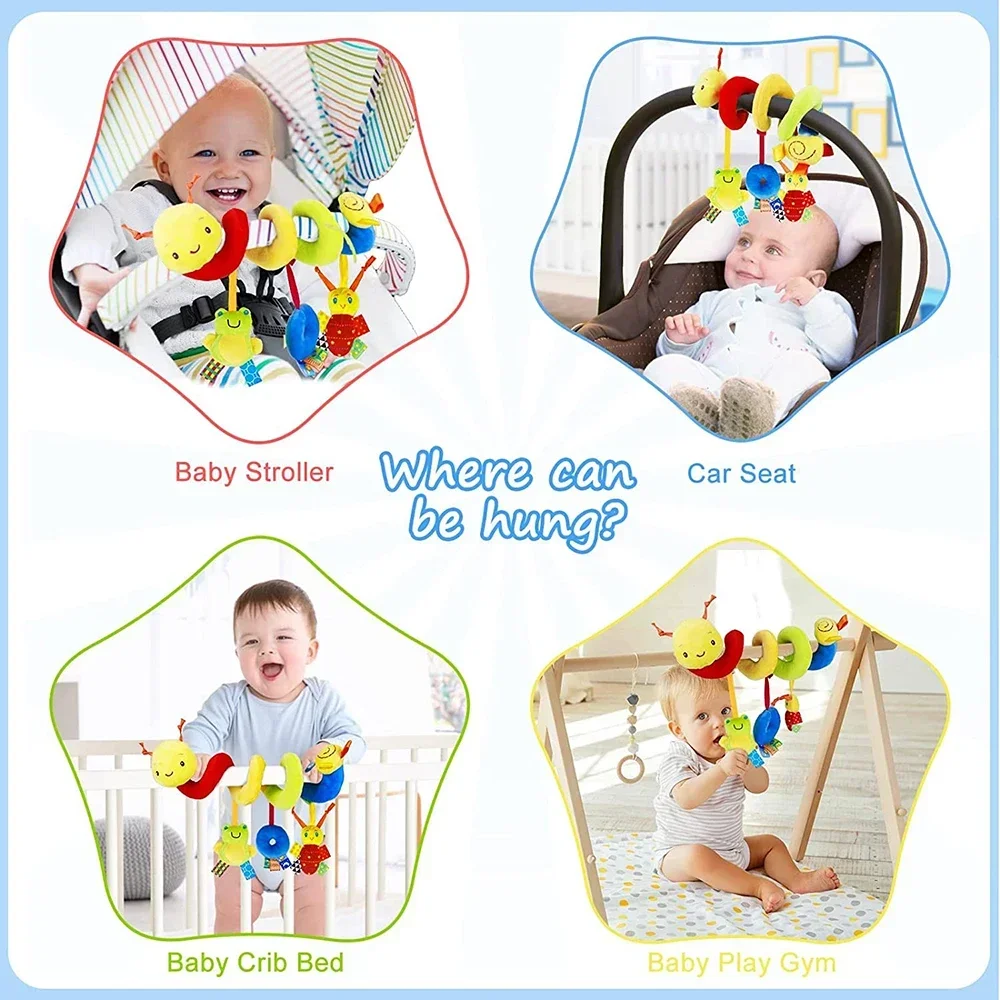 Cochecito de juguete en espiral para recién nacido, sonajero suave colgante de felpa para bebé, juguetes sensoriales, cuna, Moisés móvil para bebés, niños y niñas, regalos ideales - imagen 3