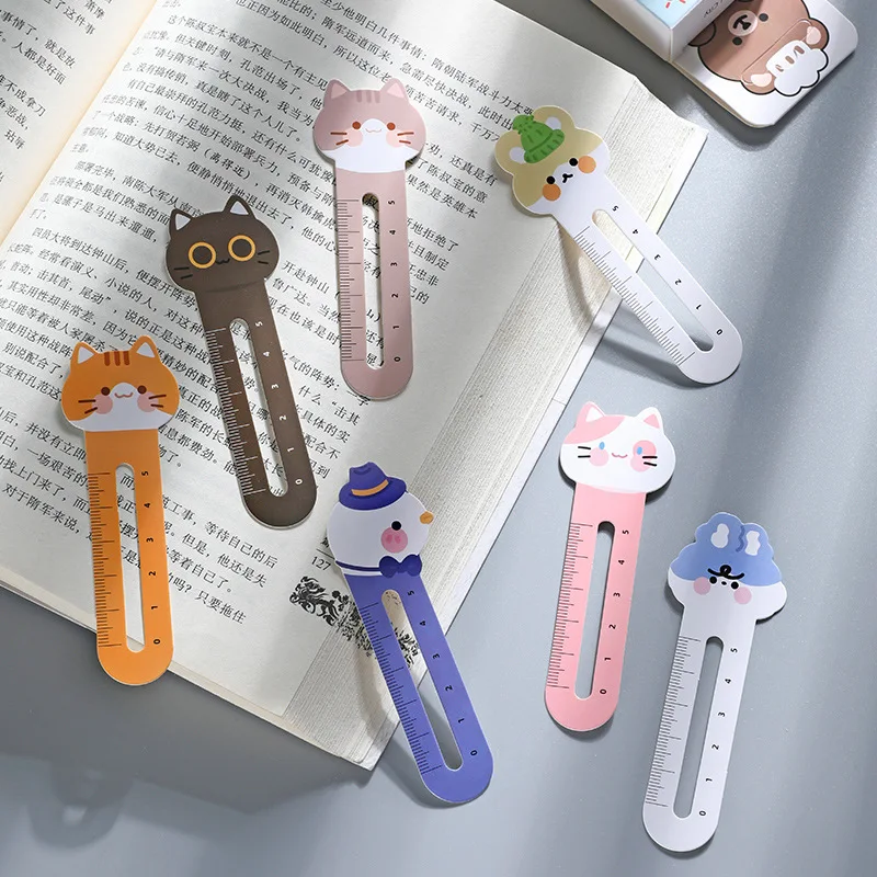30 Uds. Marcapáginas bonitos de dibujos animados Kawaii, reglas de dibujo a escala de medida, soporte de página de libro, papelería coreana, regalos para niños, suministros de oficina - imagen 3