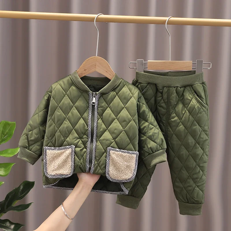 Conjunto de algodón grueso para niños – Abrigo invernal y pantalón - imagen 4