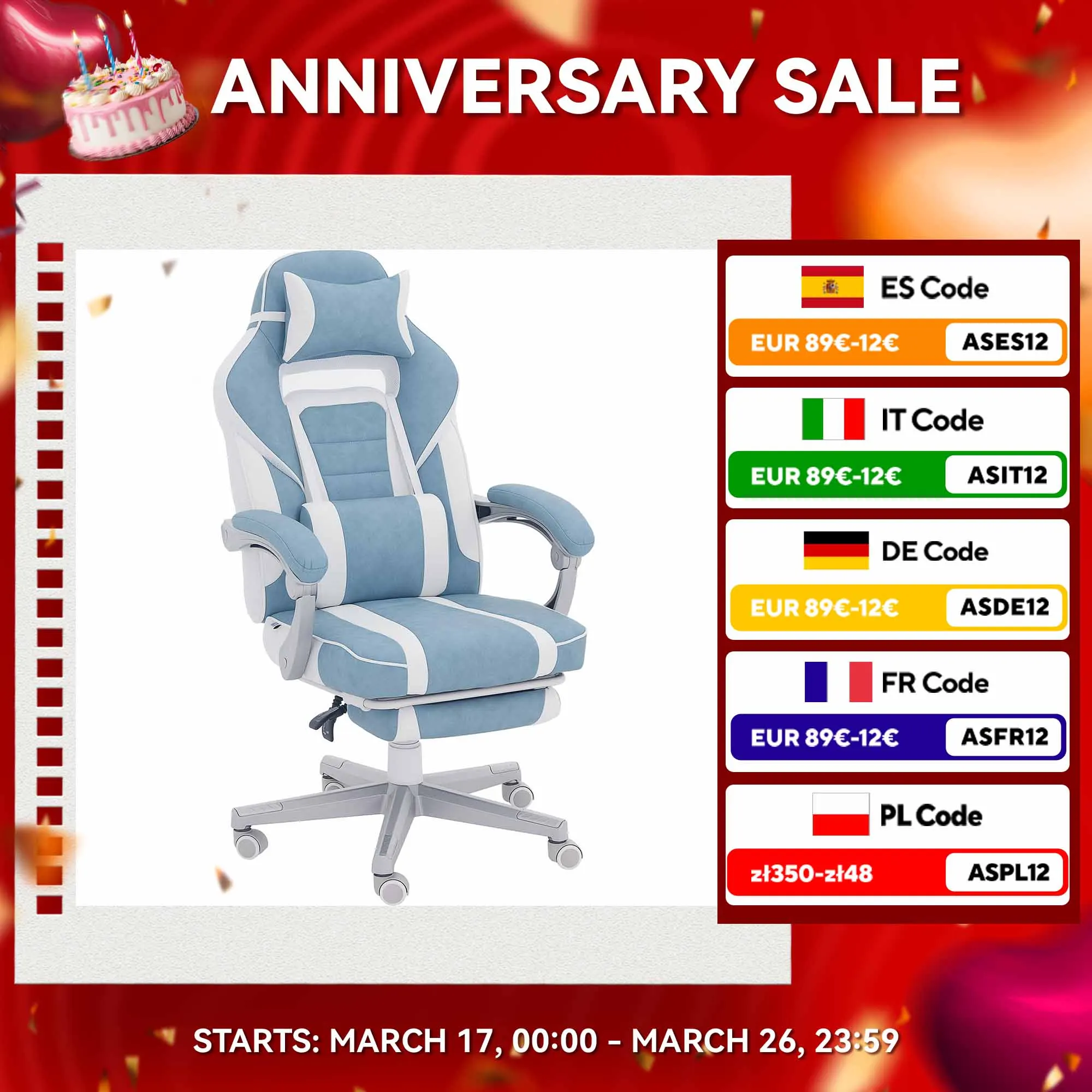 HOMCOM Silla Gaming Silla Gamer Reclinable con Altura Ajustable Reposapiés Retráctil Soporte Lumbar y Reposacabezas Desmontable Silla para Oficina Estudio