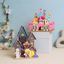 Rompecabezas 3D castillo de dibujos animados para niños