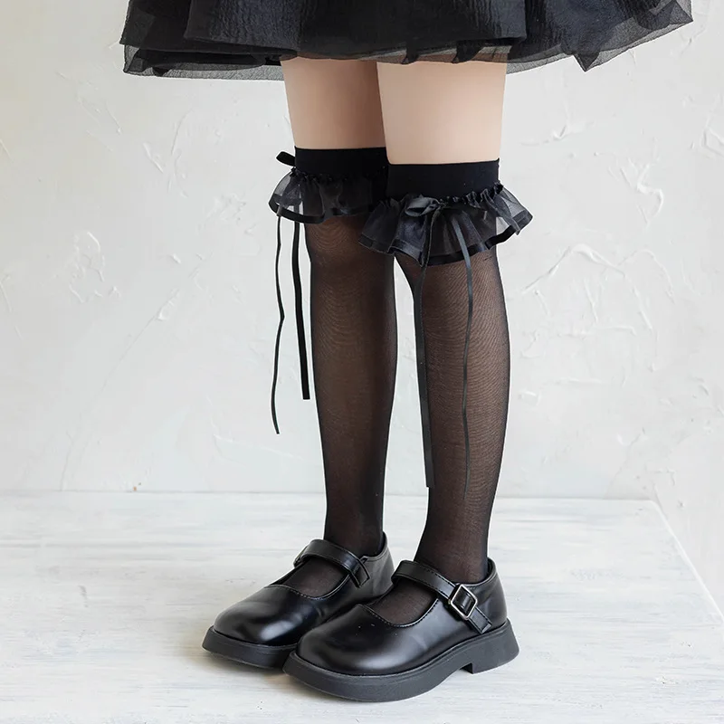 Calcetines escolares para niña hasta la rodilla – algodón transpirable