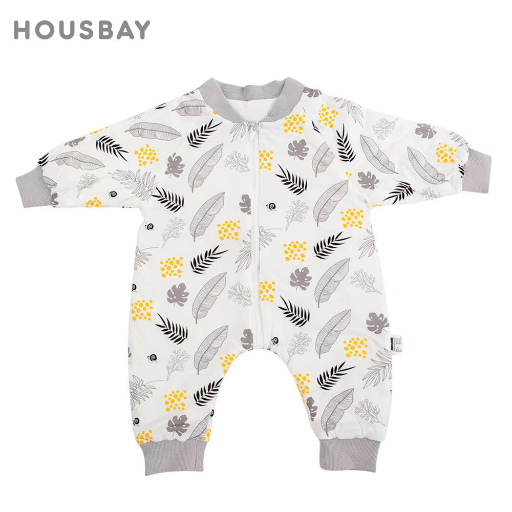 Saco de dormir de algodón para bebé – Estampado hojas 1,5 Tog - imagen 5