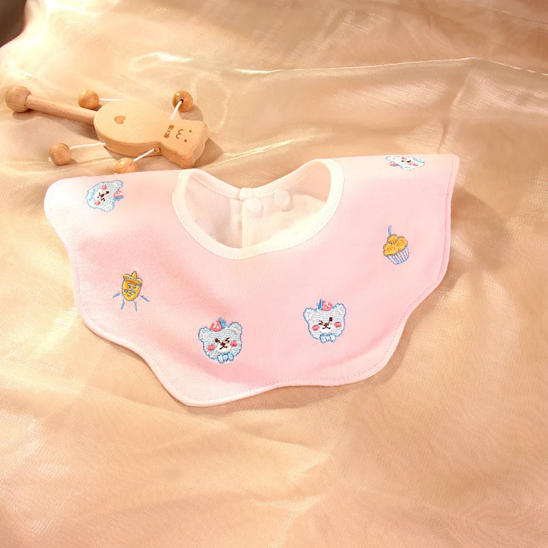 Baberos de algodón con bordado bonito para bebé, babero infantil para recién nacido, paños para eructar para niños, niño y niña, toalla de Saliva de alimentación suave para primavera - imagen 5