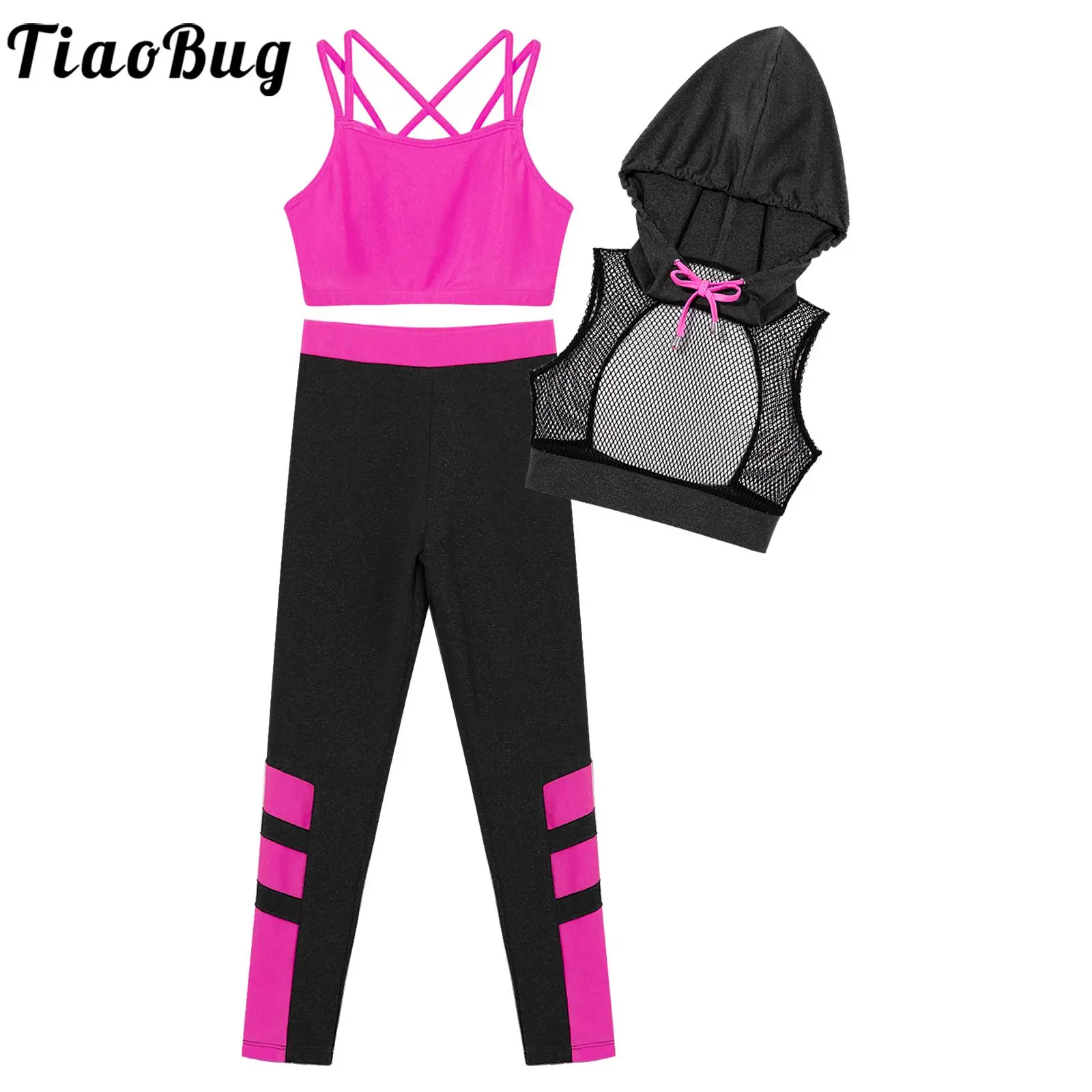 Conjunto ropa hip hop infantil con camisola, chaleco y leggings