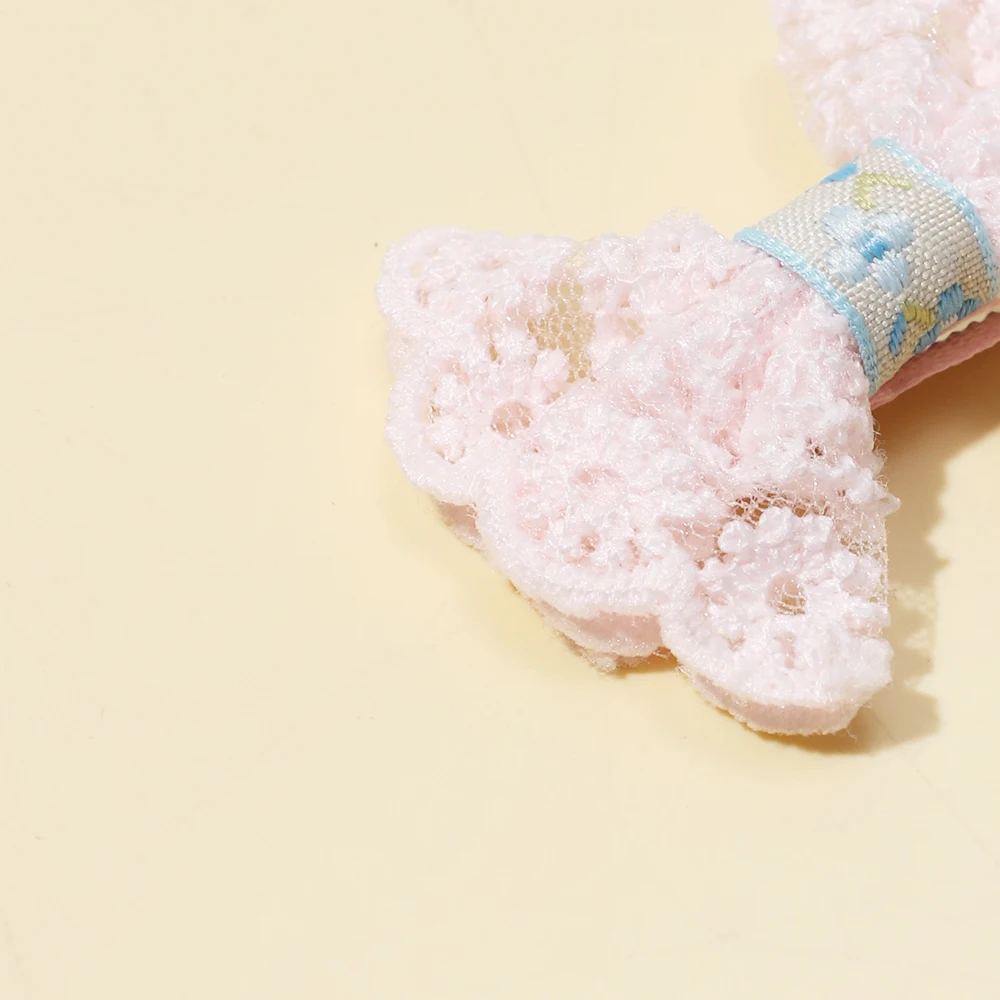 Horquillas con lazo de encaje para niña, pasadores forrados completamente hechos a mano, accesorios para el cabello para niños, estilo fresco, 2 unidades por juego - imagen 5