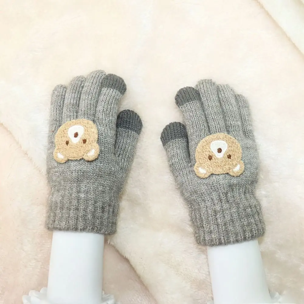 Guantes de dibujos animados de 2 a 6 años, ganchos de ganchillo, oso, manoplas cálidas a prueba de frío, guantes térmicos de nieve con dedos completos a prueba de viento, Otoño Invierno - imagen 5
