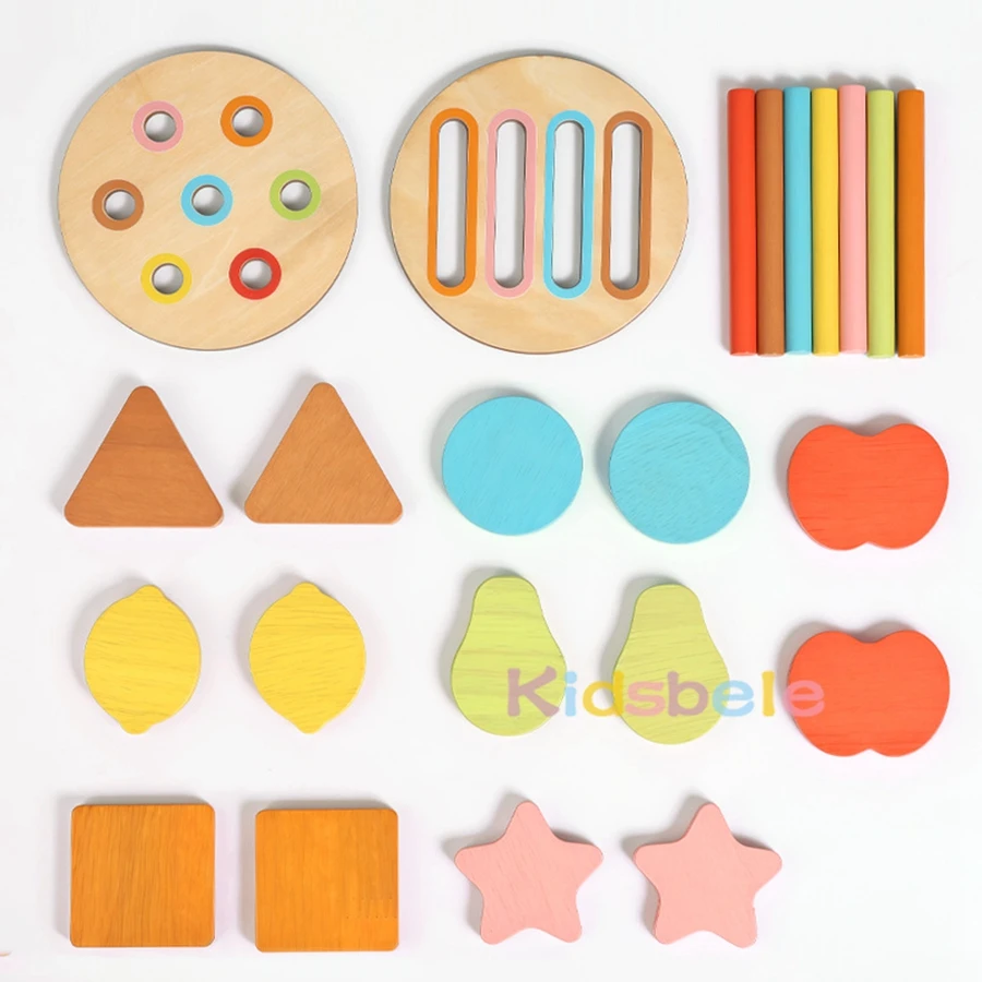 Juguete de clasificación de colores de madera Montessori para niños pequeños, cilindro de clasificación de clavijas de habilidades motoras finas, juego de actividades educativas de aprendizaje temprano - imagen 4