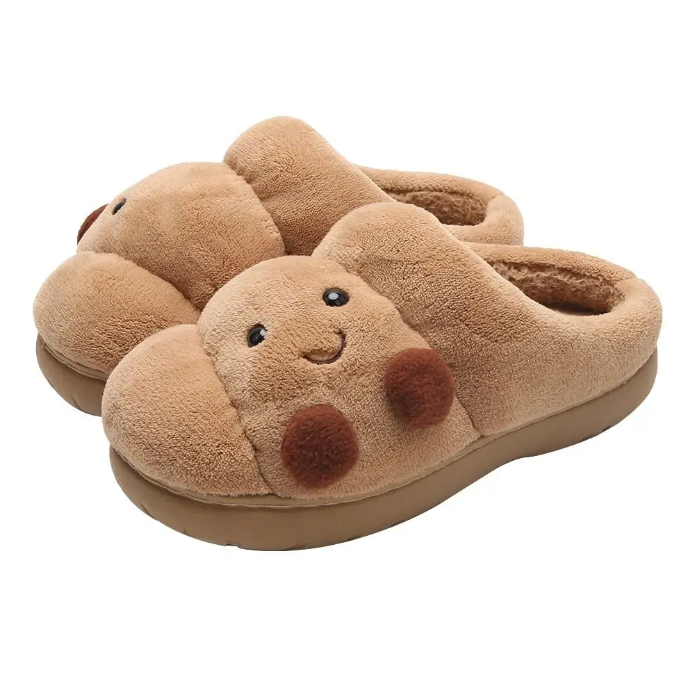 Zapatillas de algodón kawaii a la moda para invierno, zapatos planos suaves antideslizantes para mantener el calor, pantuflas peludas con parte inferior gruesa para interior del hogar