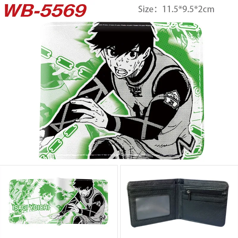 BLUE LOCK Isagi Yoichi Cartera corta de cuero PU Cartera con estampado de anime Cartera delgada portátil Carteras de cuero suave minimalistas plegables - imagen 3