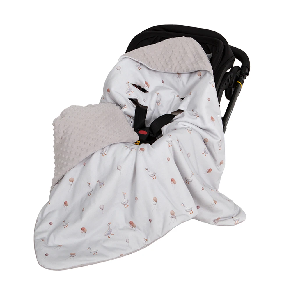 Manta para asiento de coche de bebé con capucha 90x90 cm, doble cara - imagen 3
