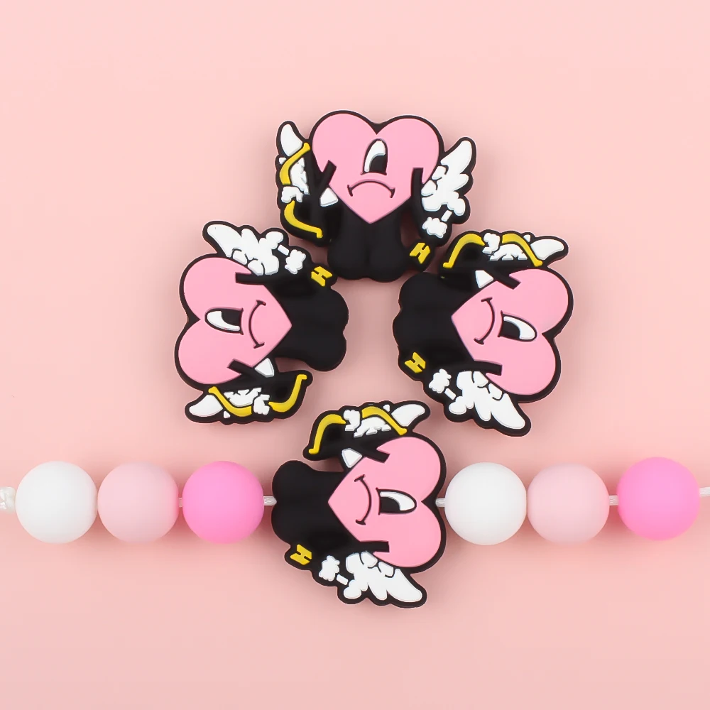 Cuentas de silicona para bebés, abalorios focales de dibujos animados para la fabricación de joyas, collares, bolígrafos, accesorios de grado alimenticio, 5 piezas - imagen 3