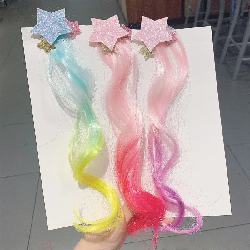 Pinza de pelo de pentagrama de dibujos animados para niños, accesorios para el cabello para niñas, tocado colorido, coreano, nuevo, caliente - imagen 2