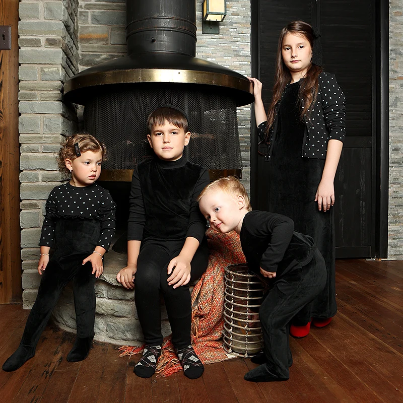 AA-bata acanalada de terciopelo y otoño e invierno para niños y niñas, ropa a juego para la familia, mameluco para bebé, camisón para niña con estampado floral acanalado