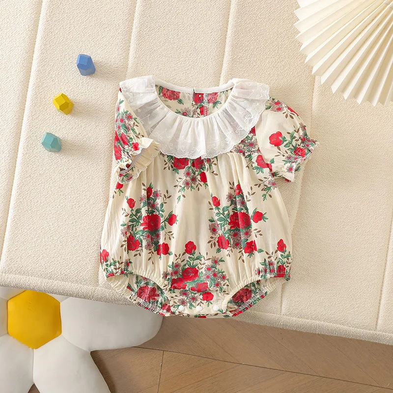 Body floral para bebé niña con cuello de encaje - imagen 3
