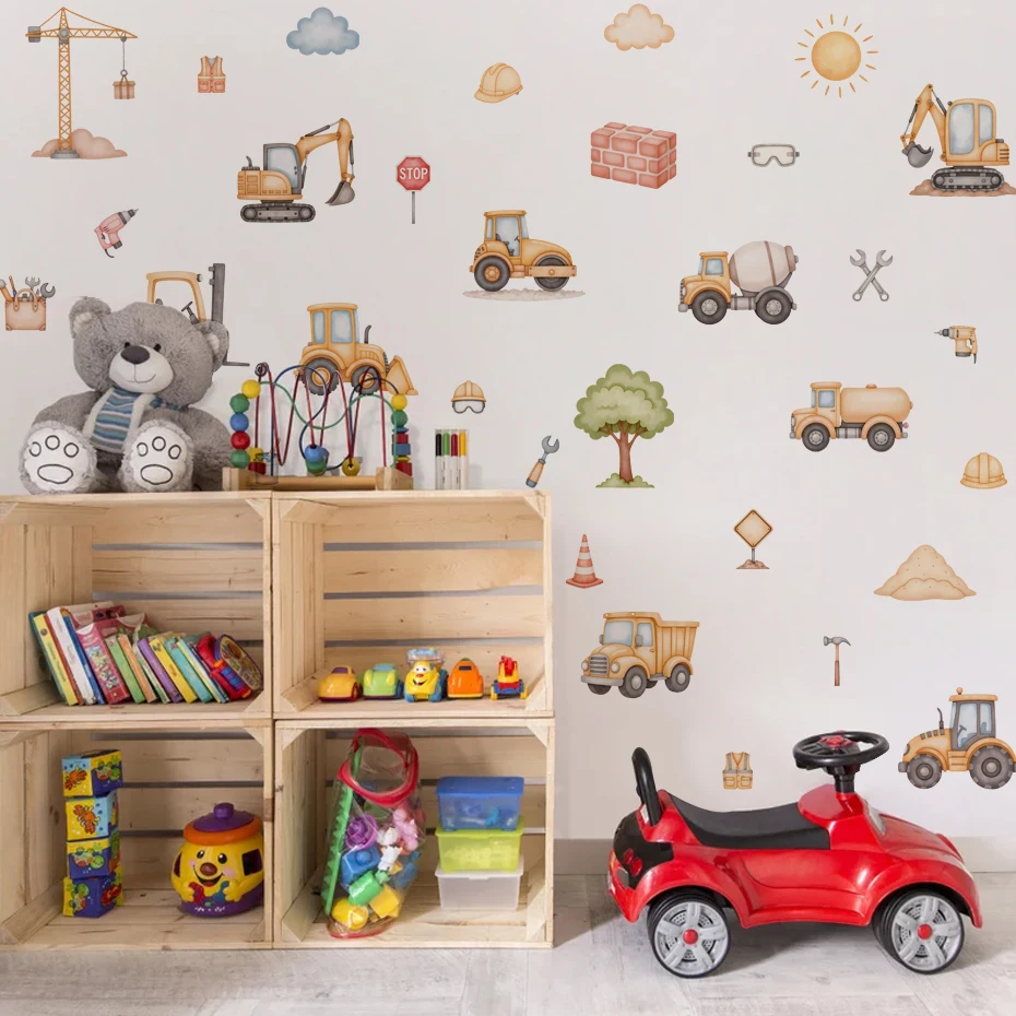 Pegatinas de pared maquinaria construcción infantil – Dibujos animados - imagen 5