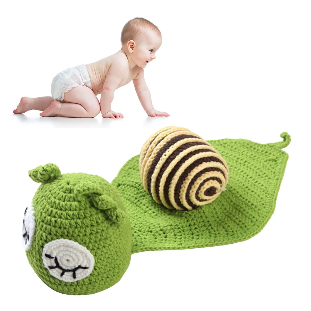 Trajes de fotografía para bebé, disfraz tejido de caracol cian para recién nacido, accesorios para fotos, bonito traje para bebé, accesorios de fotografía para recién nacido - imagen 5
