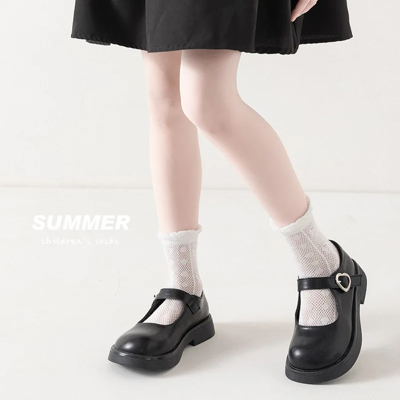 4 par/ser verano transpirable malla bebé niña calcetín Jacquard Bowknot Casual pantorrilla calcetín para niños suave algodón ligero princesa calcetín - imagen 4