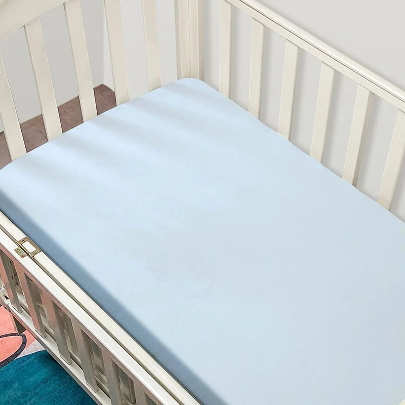 Sábana de colchón ajustada impermeable Asexual para bebé, bonita funda de colchón de Color sólido para cuna, Sábana suave y cómoda para guardería - imagen 3