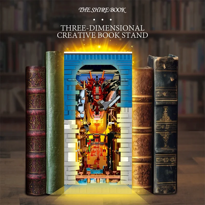 Bloques de construcción de librería temática Hobbit, juguetes de montaje, decoración creativa de escritorio, sujetalibros, modelo de ladrillos, juguetes para niños, regalos, 3398 Uds. - imagen 2