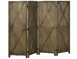 HOMCOM Biombo de 4 Paneles Separador de Ambientes Plegable 182x170 cm Biombo Separador de Ambientes para Salón Dormitorio Oficina Marrón Grisáceo