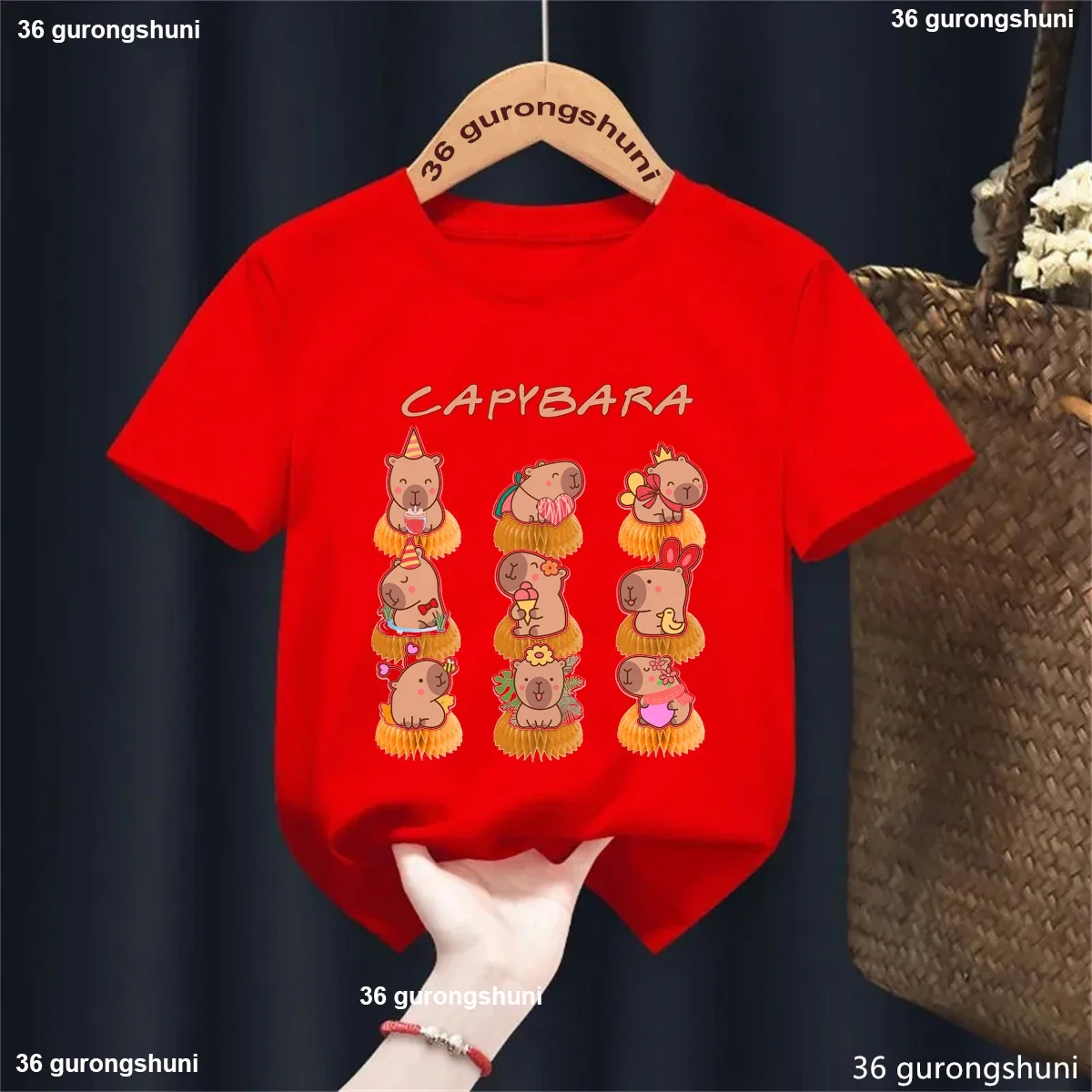 Capy camiseta infantil cumpleaños capibaras manga corta niños niñas - imagen 2