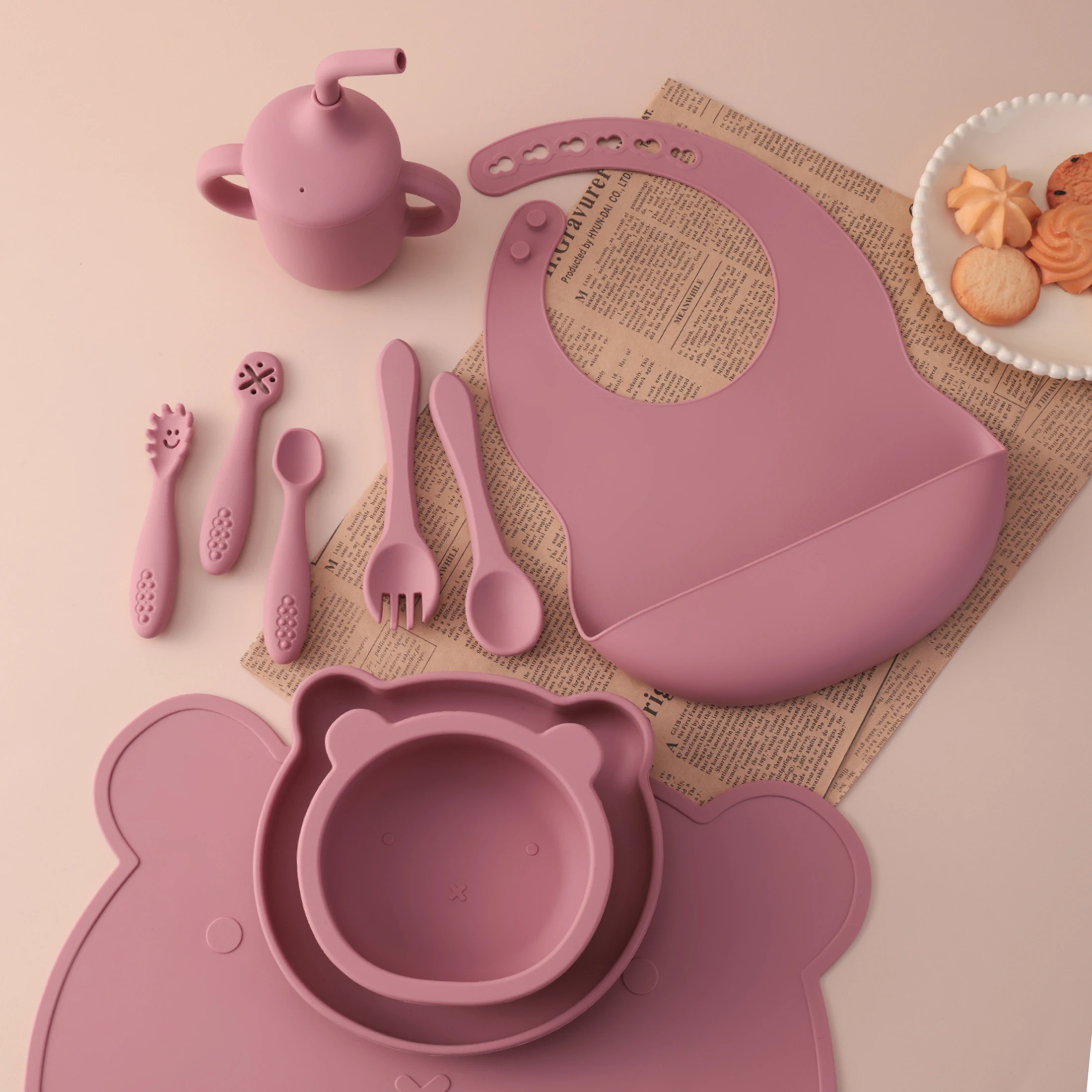 Set destete bebé vajilla silicona ventosa antideslizante sin BPA - imagen 2