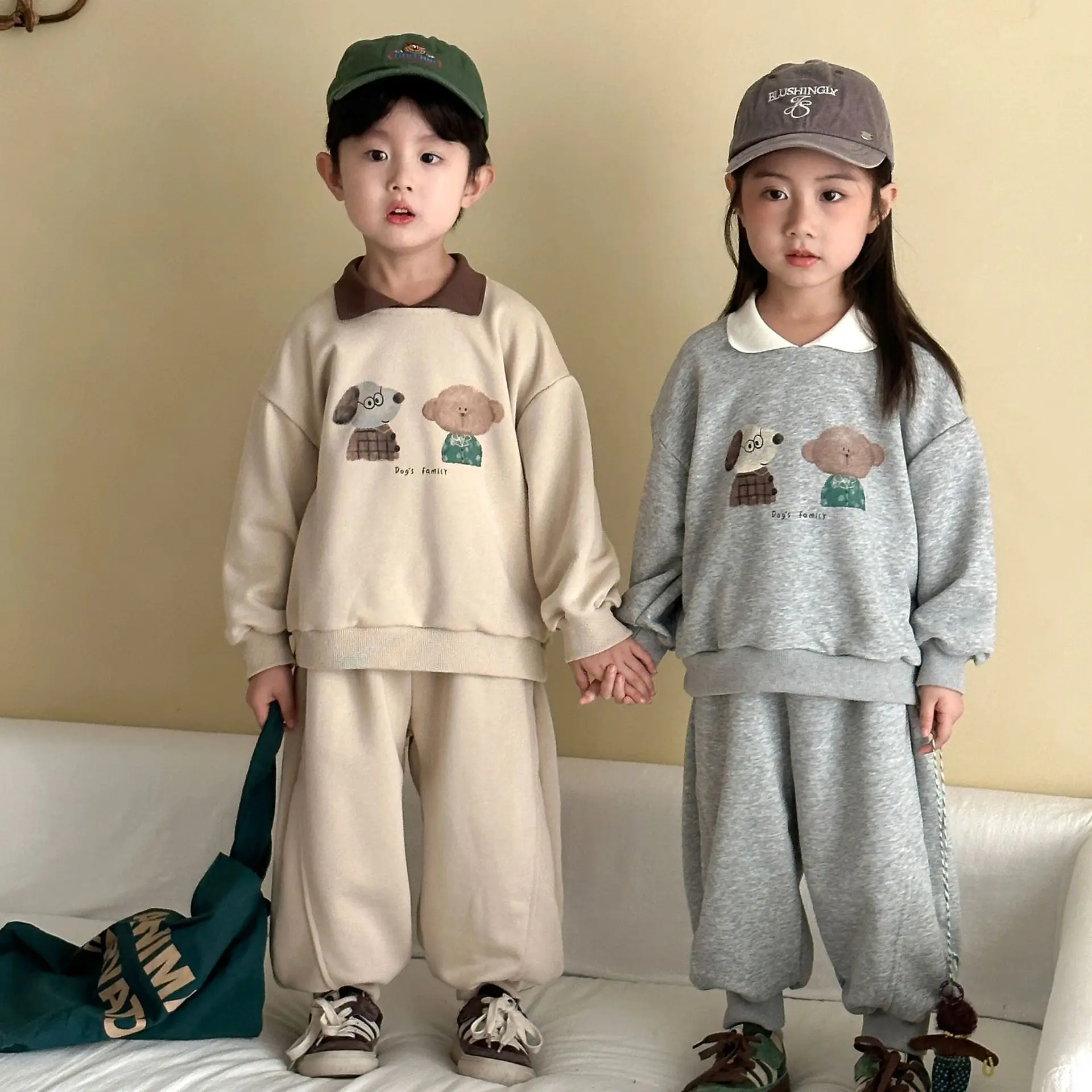 Conjunto deportivo infantil sudadera con dibujos + pants de algodón - imagen 4