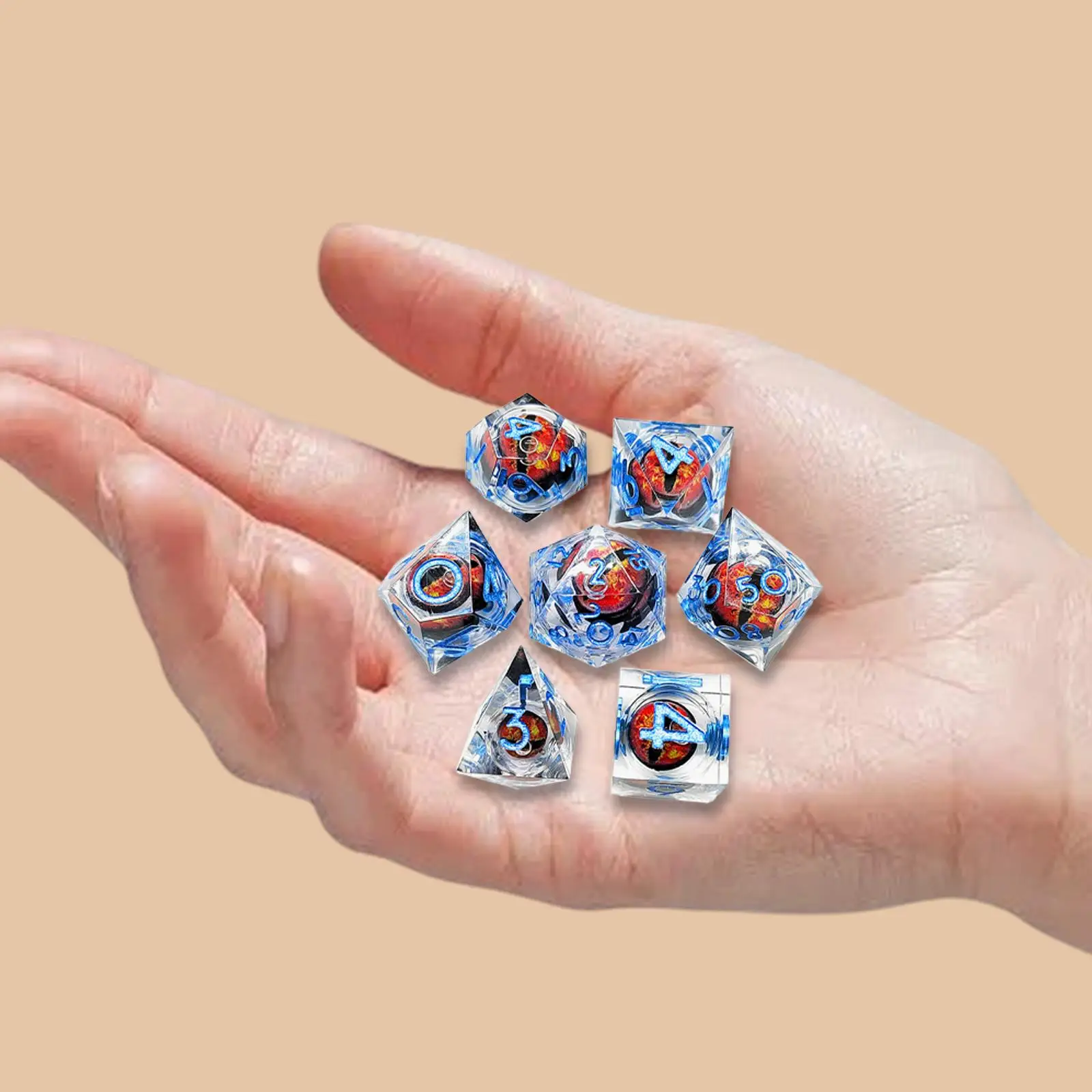 Resin Polyhedral Eye Dice 7Pcs Set Smooth Surface Multipurpose Portable Durable Accessory Handmade for Teaching Projects